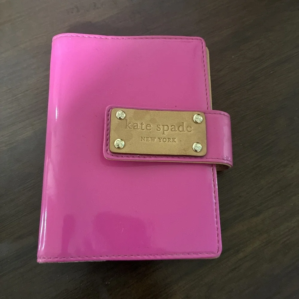 Kate Spade New York System Planner cover Pink And Tan Leather, inside 6 ring